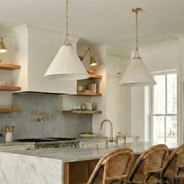 Lampa wisząca art deco PROVIDENCE biała złota metalowa łańcuchowa E27 1p P01521BR-WH