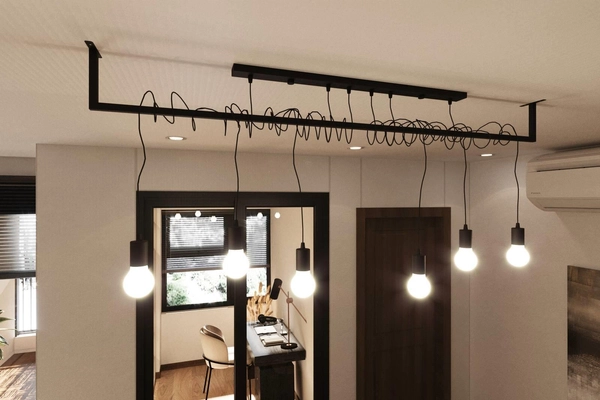 LAMPA wisząca SL.0894 loftowa OPRAWA metalowy ZWIS przewody czarne