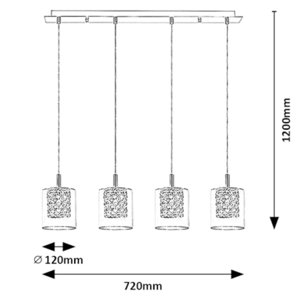 Wisząca lampa szklana Duchess 3116 na listwie do pokoju crystal chrom
