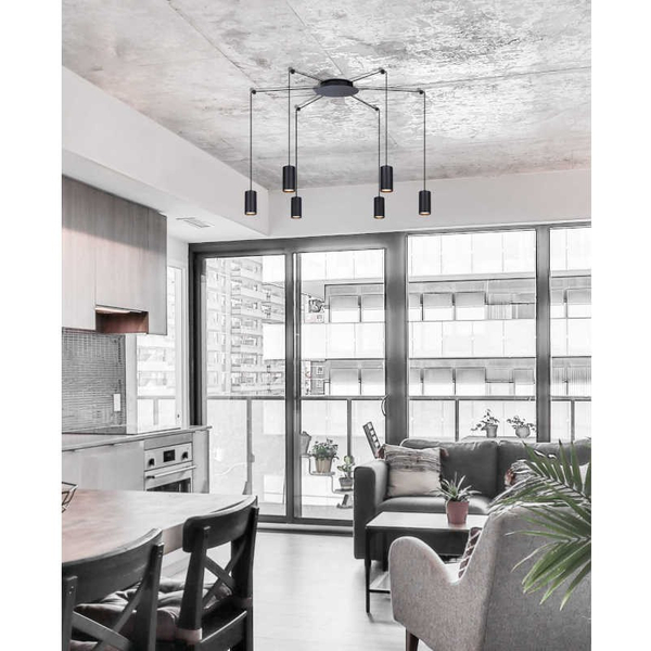 Wisząca LAMPA pająk Puerto K-4898 Kaja tuby metalowe czarny