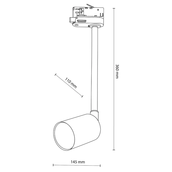 Trójobwodowa lampa wisząca tuba Tracer 4931 TK Lighting szynowa czarna