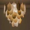 Designerska lampa wisząca do salonu Palermo P21070AU metal szkło złota