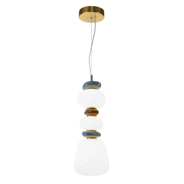 Wisząca lampa do salonu ceramika Evans PND-94981V-3B-GD LED 15W 3000K biała złota