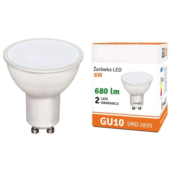 Żarówka LED SLP1370 (SLP1432) GU10 8W 680lm 230V biała ciepła