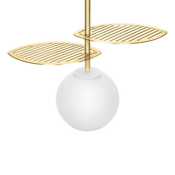 Lampa wisząca do salonu Fyllo FYA131P0 kulista listki złote białe