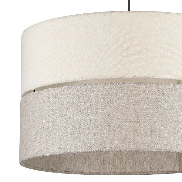 Lniana lampa zwisająca Eco 5773 tuba nad stół biały beżowy