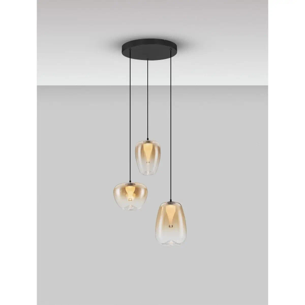 Potrójna wisząca lampa do salonu JAREVIA LE45126 LED 10W 3000K złota