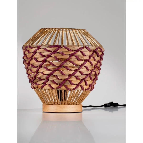 Lampa stołowa do sypialni LOMVERO LE45356 drewniana boho brązowa