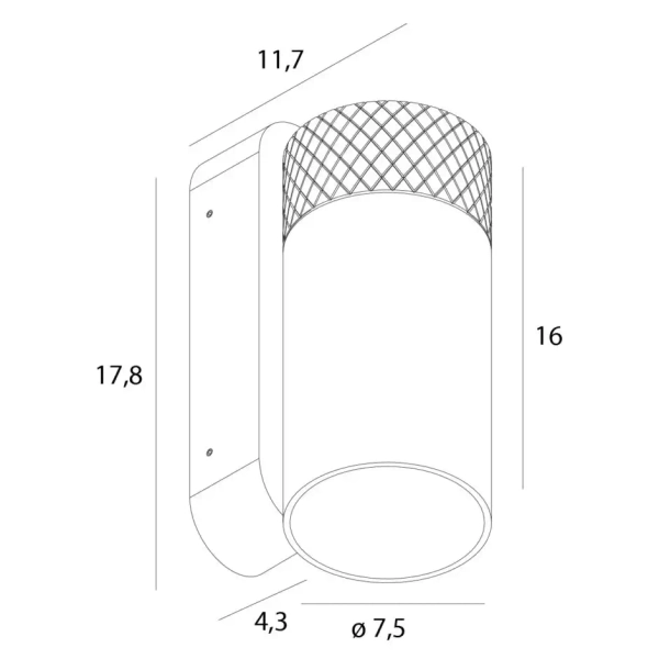 Lampa ścienna szklana FUSION C0274 LED 7W 3000K tuba szara