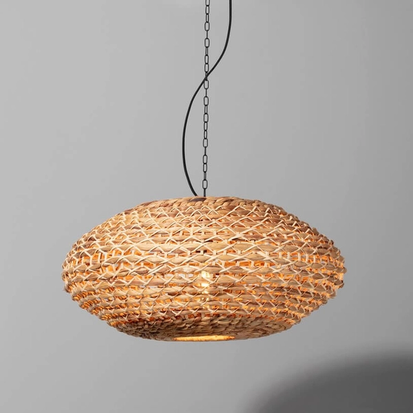 Wisząca lampa GUARDIA LE44580 do salonu ekologiczna naturalna czarna