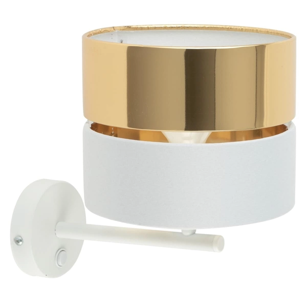 Okrągła kinkiet glamour Hilton 4770 TK Lighting tuba tkaninowy biały złoty