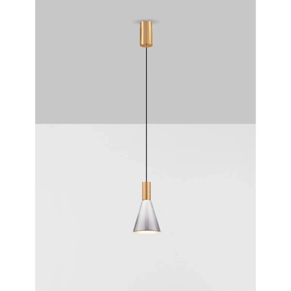 Stożkowa wisząca lampa SARDUNO LE45137 LED 8W 3000K złota szara