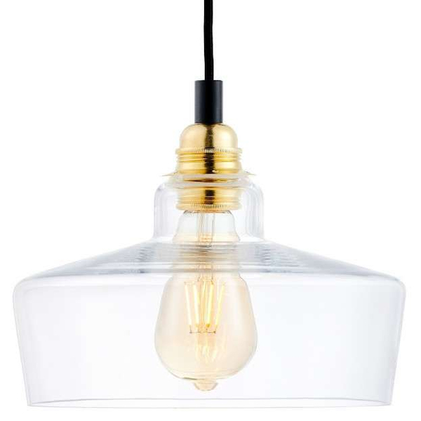 Wisząca LAMPA loftowa LONGIS 10876405 Kaspa skandynawska OPRAWA szklany ZWIS kaskada złota przezroczysta czarna