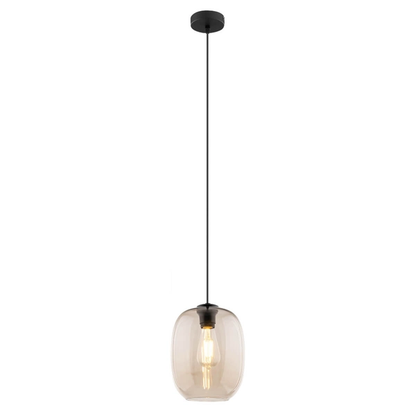 Wisząca lampa metalowa Elio 4338 TK Lighting do salonu bursztynowa czarna