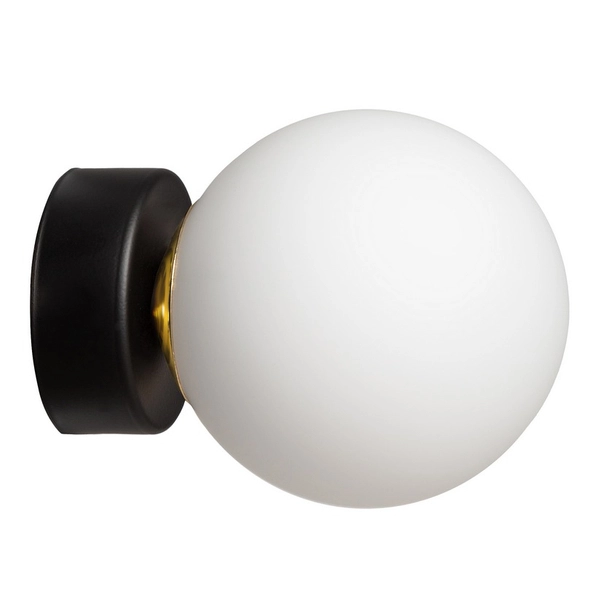 Kinkiet LAMPA ścienna ASTRA 20776102 Kaspa loftowa OPRAWA szklana kula czarna biała