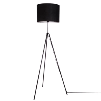Podłogowa lampa z abażurem Rina 4100700-4000 na trójnogu czarna