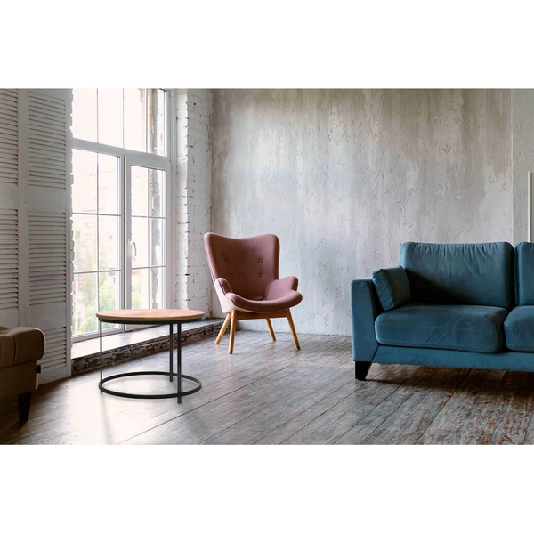 Okrągły stolik kawowy Kaja Home KS-28 STOLIK Kaja metalowy drewniany czarny