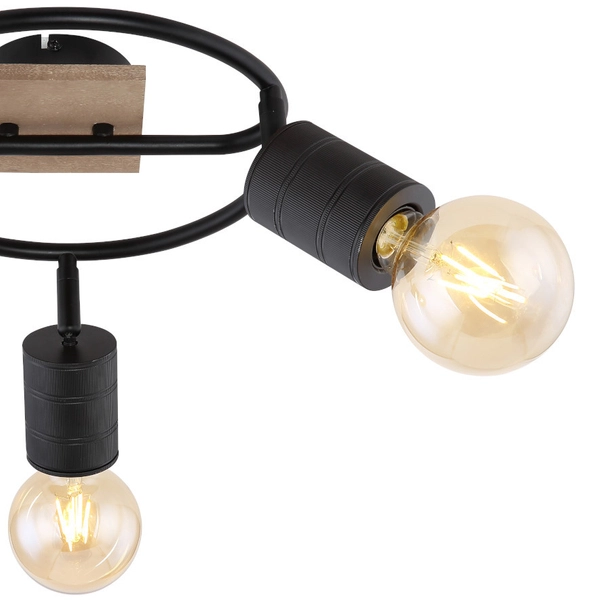 Regulowana LAMPA sufitowa JOSELLA 54033-3 Globo metalowa OPRAWA reflektorki czarne drewno