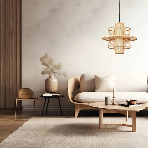 Wisząca lampa skandynawska Astra LP-3110/1P NT boho drewniana beżowa