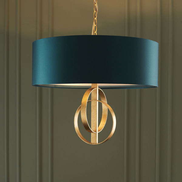 Zwisowa lampa abażurowa L&-195220 Light& morska złoto przecierane
