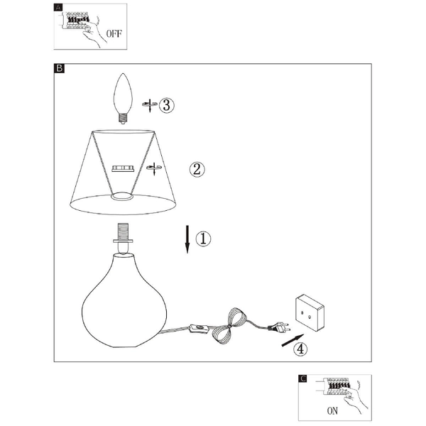 Nocna lampa Freedom 21651 do sypialni ceramika szara