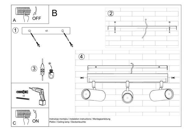 Spot LAMPA sufitowa Direzione SL.0501 reflektorowa OPRAWA listwa regulowane tuby czarne