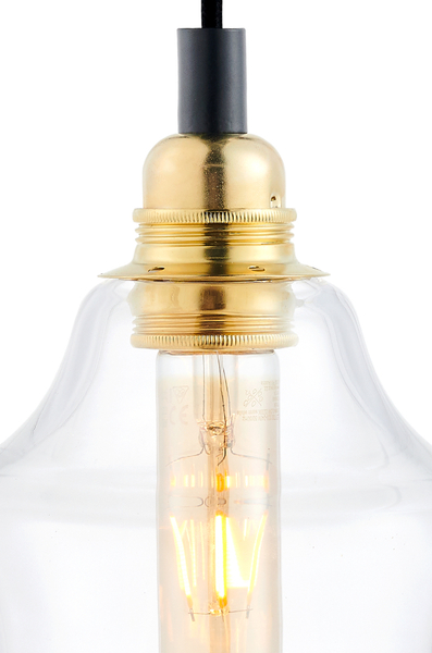 Wisząca LAMPA loftowa LONGIS 10872105 Kaspa skandynawska OPRAWA szklany zwis złoty przezroczysty czarny