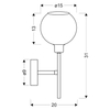 Szklana lampa ścienna RAUL 21-72191 klosz kula ball chrom biała