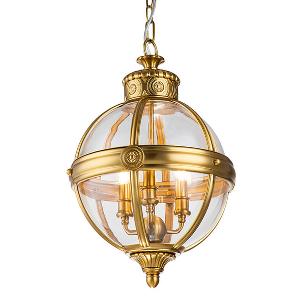 Lampa wisząca kula Adams FE-ADAMS-3P-BB Feiss przezroczysta mosiądz