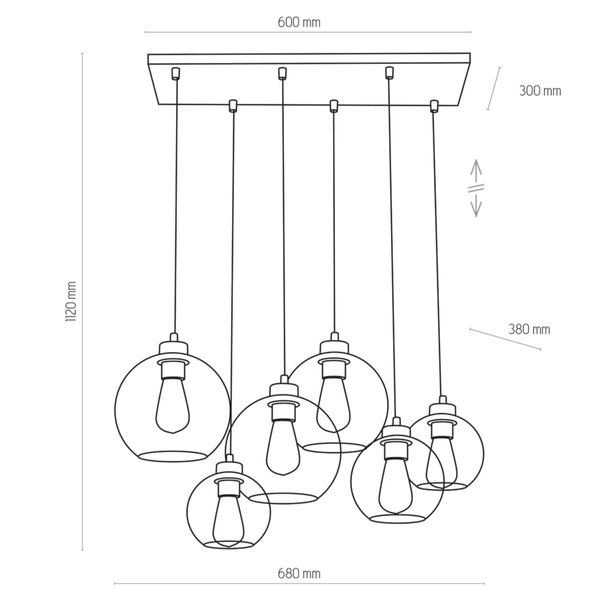 Salonowa lampa wisząca molekułowa Cubus 2833 TK Lighting szklana przydymiona