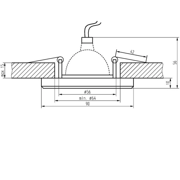 Wpust lampa sufitowa SS podtynkowa do sypialni czarna