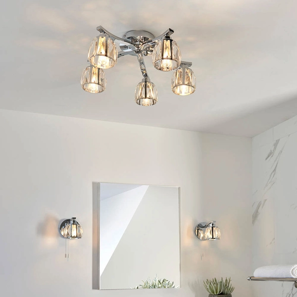 Sufitowa lampa wielopunktowa Ria 96454 IP44 chrom przezroczysty