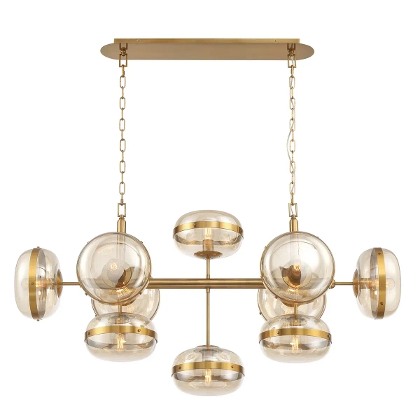 Szklana lampa wisząca Nottingham QN-NOTTINGHAM-10LP-AB złoty przezroczysty