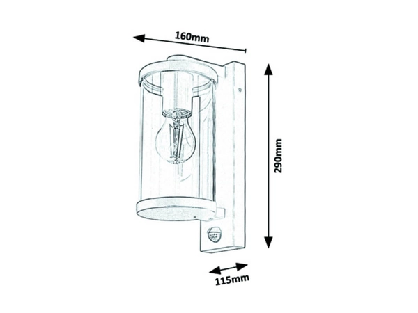 Ścienna LAMPA ogrodowa SILISTRA 7892 Rabalux zewnętrzna OPRAWA outdoor z czujnikiem ruchu IP44 grafitowa przezroczysta