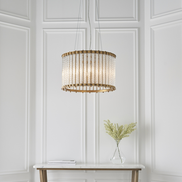 Lampa wisząca z kryształkami L&-181999 Light& tuba hampton złota