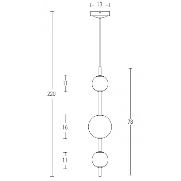 Ledowa lampa wisząca okrągła 20132 LED 13W 3000K kule szklane czarny