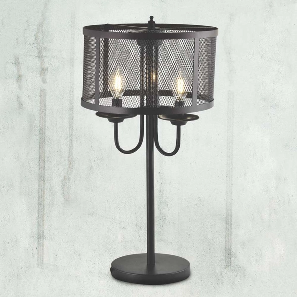 Nocna LAMPKA stojąca SOHO 310859 Polux okrągła LAMPA stołowa siatka loft czarna