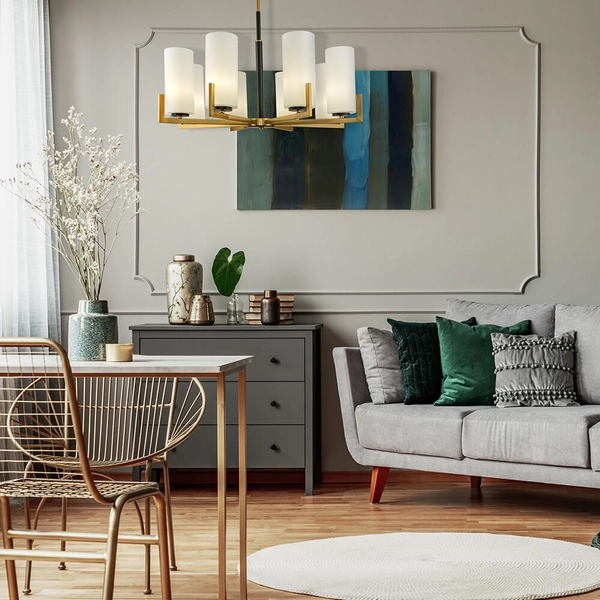 Lampa wisząca Fortano MOD089PL-08BS z kloszami mosiądz