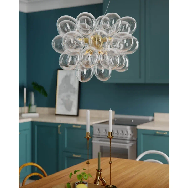 Molekułowa wisząca lampa Gross 4200440-6509 bubbles przezroczysta złota