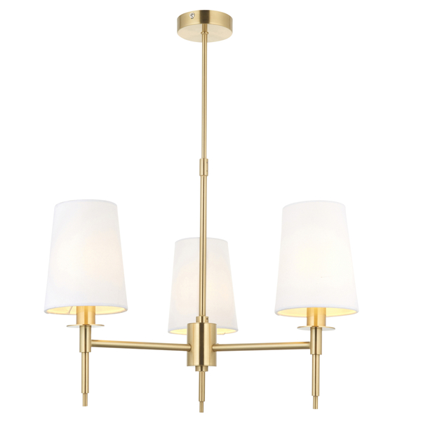 Salonowa lampa wisząca L&-199456 Light& abażurowa biała mosiądz