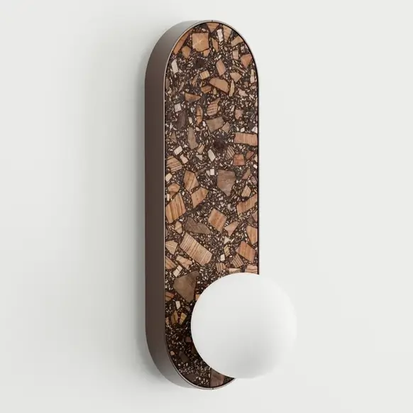 Lampa ścienna do łazienki LEGRA 21402106 lastriko ball IP44 biała brązowa