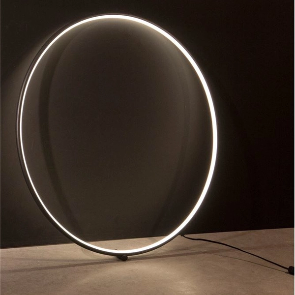 LAMPA ścienna CHINU LE41606 Luces Exclusivas metalowa OPRAWA kinkiet LED 28W 3000K okrągy pierścień ring czarny