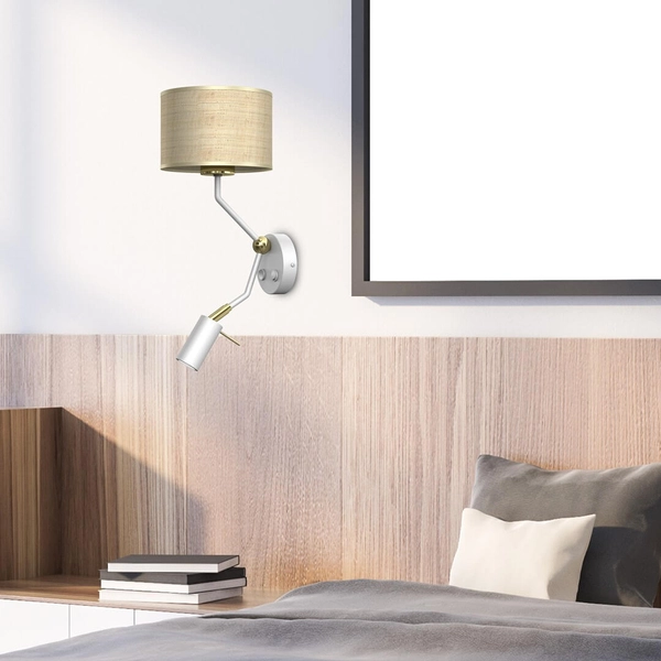 Regulowany kinkiet ratanowy Marshall do czytania biały