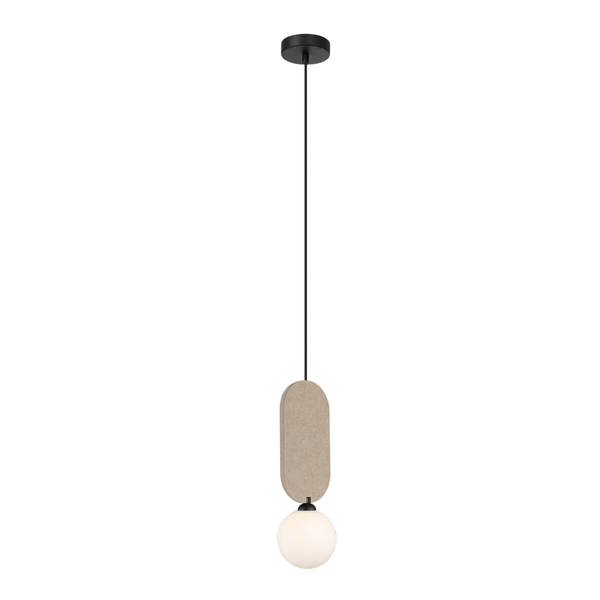 Okrągła lampa wisząca Lorenzo PND-59815-1-BG filcowa biały beżowy