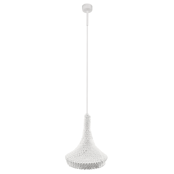 Bawełniana lampa wisząca do sypialni Mahaka 5175 Shilo ażurowa biała