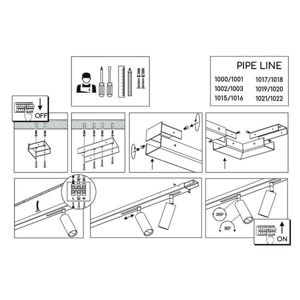 Regulowany system modułowy Pipe 1003 BROSline reflektorki do jadalni biały