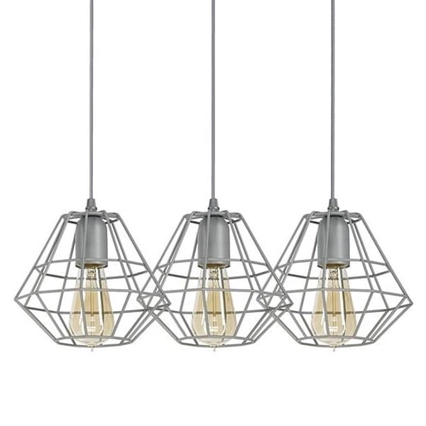 Potrójna loftowa lampa wisząca Diamond 2003 TK Lighting metalowa szara