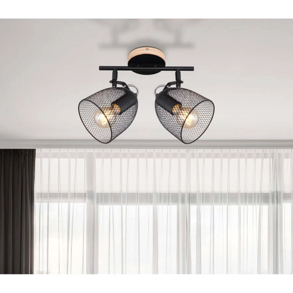 Sufitowa lampa kierunkowa Josina 54034-2 czarna drewno