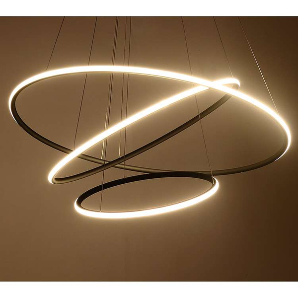 Okrągła LAMPA wisząca SLIM/000022/3000/B MDECO metalowa OPRAWA zwis LED 93W 3000K pierścienie czarne