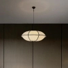 Lniana lampa wisząca RABRE LE-52014 beżowa czarna 1xE27 tkaninowa